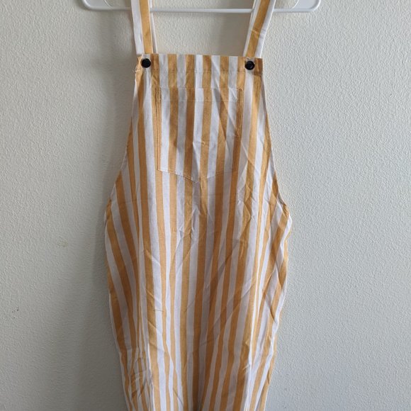 NWOT Yellow Striped Overall Dress - Picture 2 of 6